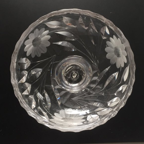 ABP Cut ๐๐๐ ๐๐๐๐๐ 8" Tall Floral Stemmed Pedestal Compote - Picture 3 of 7